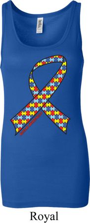 Autism Awareness Ribbon Ladies Longer Length Tank Top