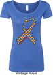 Autism Awareness Ribbon Ladies Scoop Neck