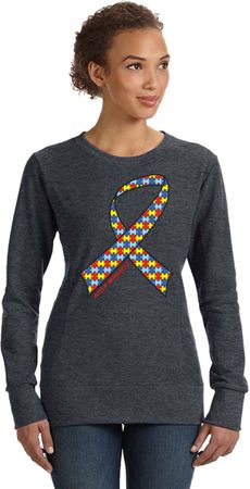 Autism Awareness Ribbon Ladies Sweatshirt