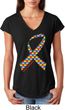 Autism Awareness Ribbon Ladies Tri Blend V-Neck Shirt