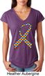 Autism Awareness Ribbon Ladies Tri Blend V-Neck Shirt