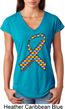 Autism Awareness Ribbon Ladies Tri Blend V-Neck Shirt