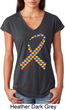 Autism Awareness Ribbon Ladies Tri Blend V-Neck Shirt