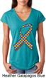 Autism Awareness Ribbon Ladies Tri Blend V-Neck Shirt