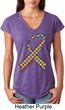 Autism Awareness Ribbon Ladies Tri Blend V-Neck Shirt