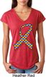 Autism Awareness Ribbon Ladies Tri Blend V-Neck Shirt