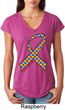 Autism Awareness Ribbon Ladies Tri Blend V-Neck Shirt
