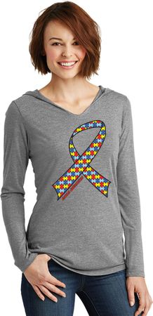 Autism Awareness Ribbon Ladies Tri Hoodie