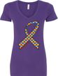 Autism Awareness Ribbon Ladies V-Neck