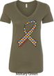 Autism Awareness Ribbon Ladies V-Neck