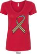 Autism Awareness Ribbon Ladies V-Neck