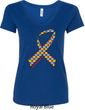 Autism Awareness Ribbon Ladies V-Neck