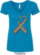 Autism Awareness Ribbon Ladies V-Neck