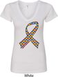 Autism Awareness Ribbon Ladies V-Neck
