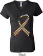 Autism Awareness Ribbon Ladies V-neck Shirt