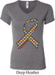 Autism Awareness Ribbon Ladies V-neck Shirt