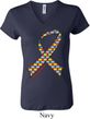 Autism Awareness Ribbon Ladies V-neck Shirt