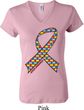 Autism Awareness Ribbon Ladies V-neck Shirt