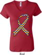 Autism Awareness Ribbon Ladies V-neck Shirt