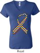 Autism Awareness Ribbon Ladies V-neck Shirt