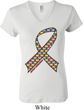 Autism Awareness Ribbon Ladies V-neck Shirt