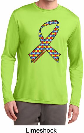 Autism Awareness Ribbon Mens Dry Wicking Long Sleeve Shirt