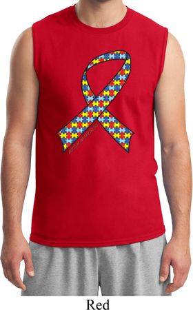 Autism Awareness Ribbon Mens Muscle Shirt
