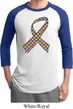 Autism Awareness Ribbon Mens Raglan Shirt