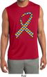 Autism Awareness Ribbon Mens Sleeveless Moisture Wicking Shirt