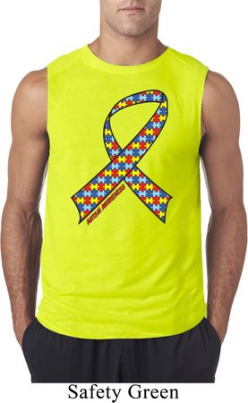 Autism Awareness Ribbon Mens Sleeveless Shirt