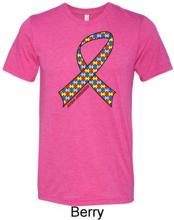 Autism Awareness Ribbon Mens Tri Blend Crewneck Shirt