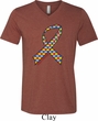 Autism Awareness Ribbon Mens Tri Blend V-neck Shirt