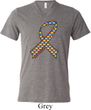Autism Awareness Ribbon Mens Tri Blend V-neck Shirt