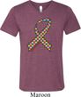 Autism Awareness Ribbon Mens Tri Blend V-neck Shirt