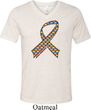 Autism Awareness Ribbon Mens Tri Blend V-neck Shirt