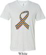 Autism Awareness Ribbon Mens Tri Blend V-neck Shirt