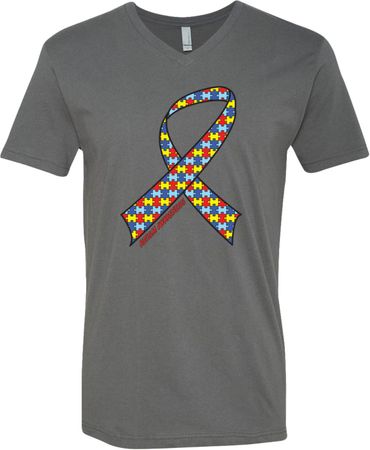 Autism Awareness Ribbon Mens V-neck