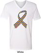 Autism Awareness Ribbon Mens V-neck