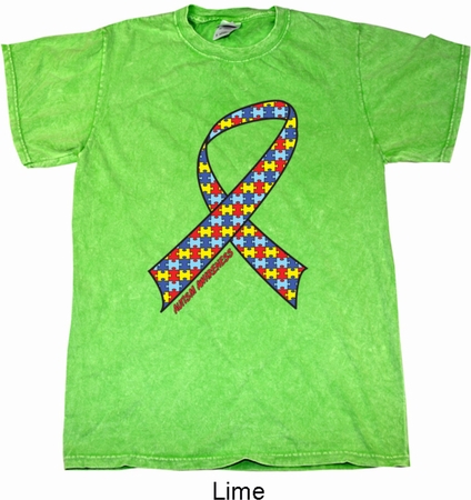 Autism Awareness Ribbon Mineral Tie Dye Shirt