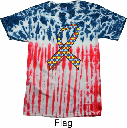 Autism Awareness Ribbon Patriotic Tie Dye Shirt