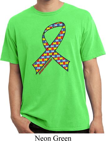 Autism Awareness Ribbon Pigment Dyed Shirt