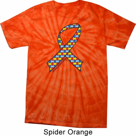Autism Awareness Ribbon Spider Tie Dye Shirt