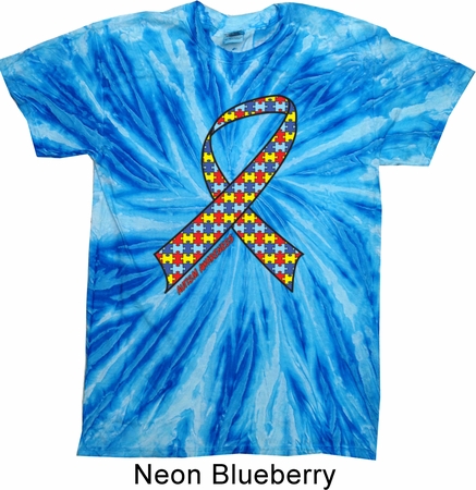 Autism Awareness Ribbon Twist Tie Dye Shirt