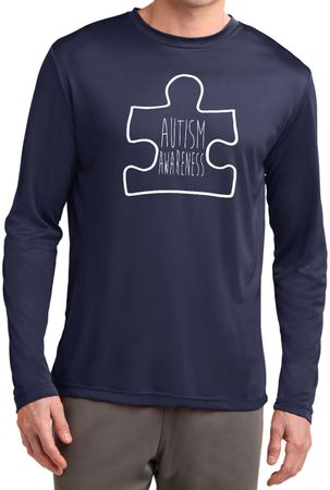 Autism Awareness White Puzzle Dry Wicking Long Sleeve