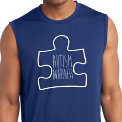 Autism Awareness White Puzzle Dry Wicking Muscle Shirt Autism Awareness White Puzzle Dry Wicking Muscle Shirt