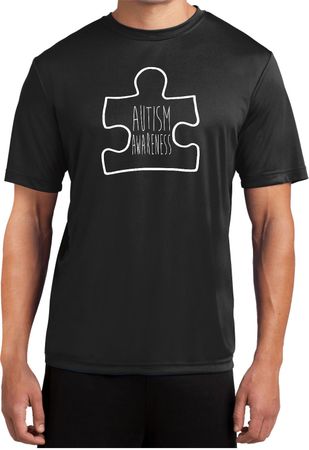 Autism Awareness White Puzzle Dry Wicking T-shirt