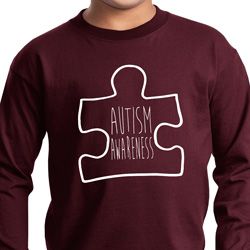 Autism Awareness White Puzzle Kids Long Sleeve Shirt