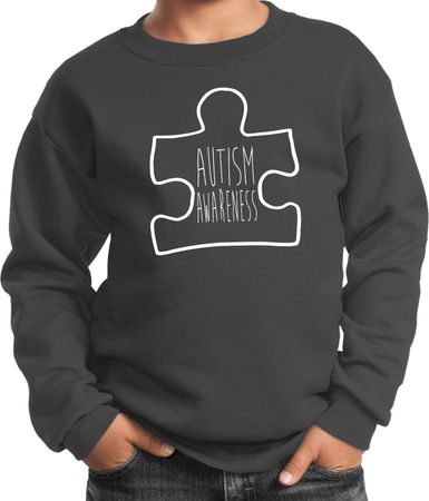 Autism Awareness White Puzzle Kids Sweatshirt