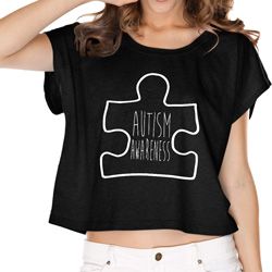 Autism Awareness White Puzzle Ladies Boxy Tee Autism Awareness White Puzzle Ladies Boxy Tee