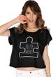 Autism Awareness White Puzzle Ladies Boxy Tee